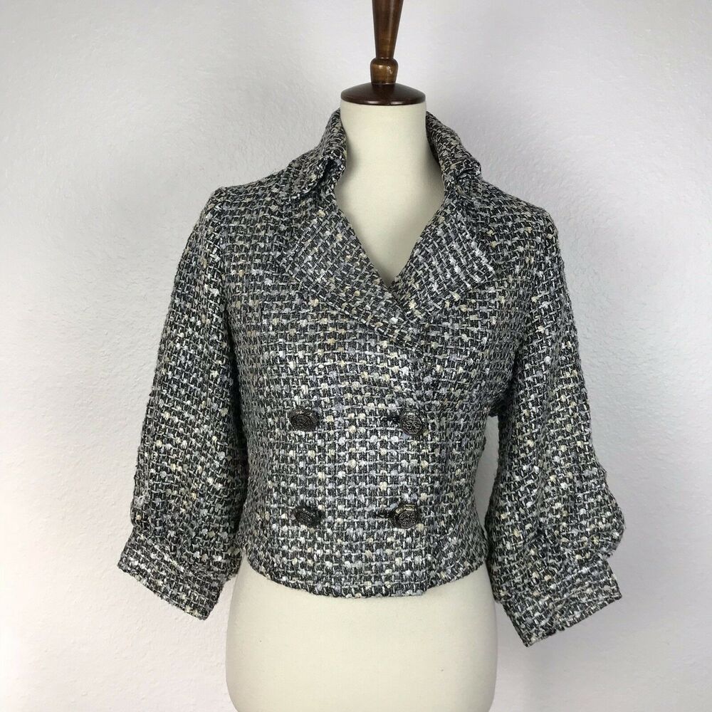 Alberto Makali Jacket Metallic Tweed Double Breast Quiet Luxury Dark Academia